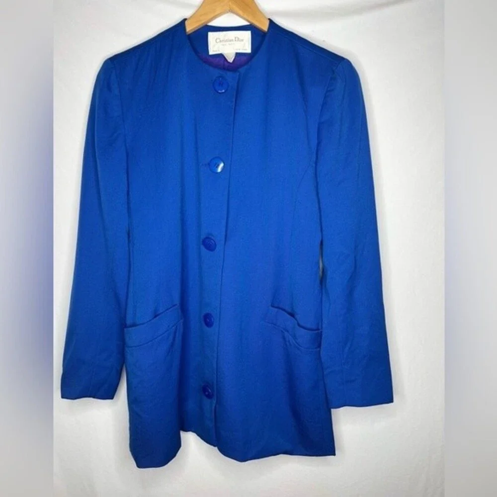 Vintage CHRISTIAN DIOR the Suit Women’s Royal Blue Size 10 100% Wool